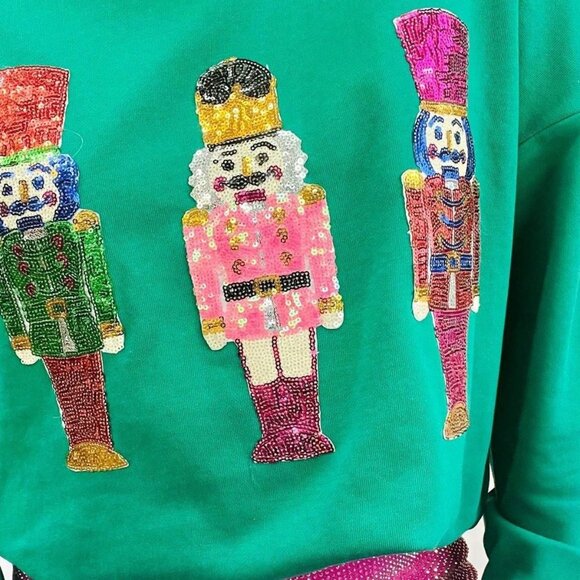 Red Casual Women's Loose Sequin Christmas Crewneck Sweater - Picture 4 of 6